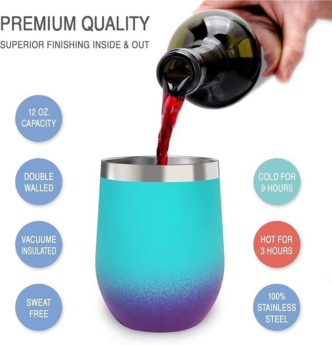 CHILLOUT LIFE 12 oz Stainless Steel Wine Tumbler - Image 3