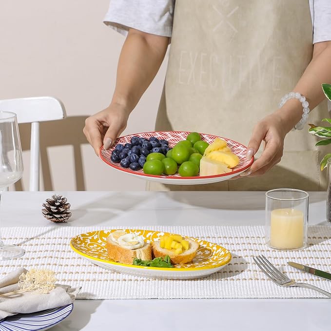 Selamica Ceramic Serving Plates, 10 Inch Oval Dinner Plates Set of 4, Small - Image 7