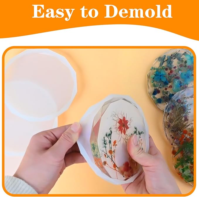 Resin Coaster Molds, Crystal Style Cups Mats, Flower Preservation DIY Gift Home - Image 3
