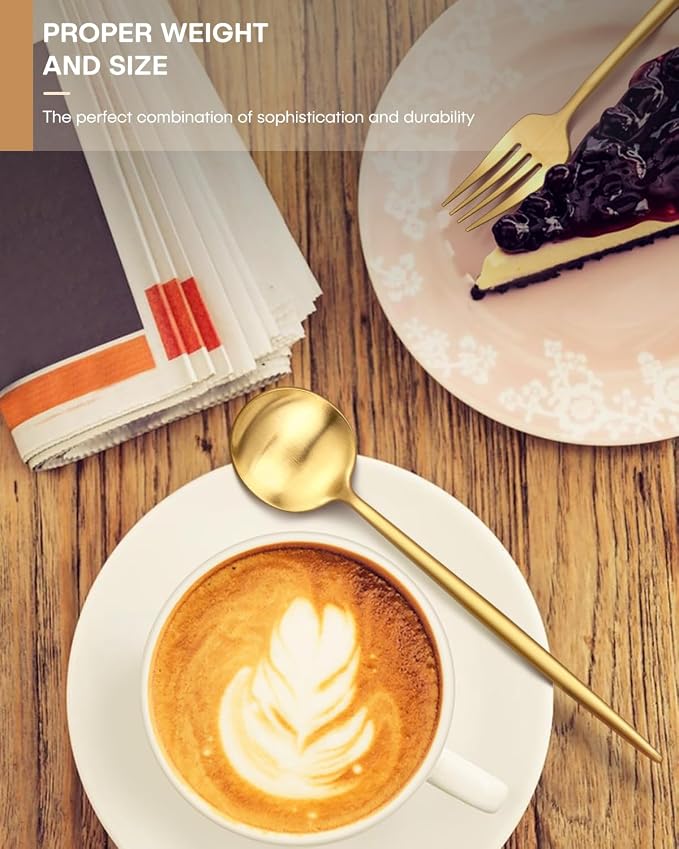 Gold Silverware Set, Ollex 20 Pieces Flatware Set - Image 6