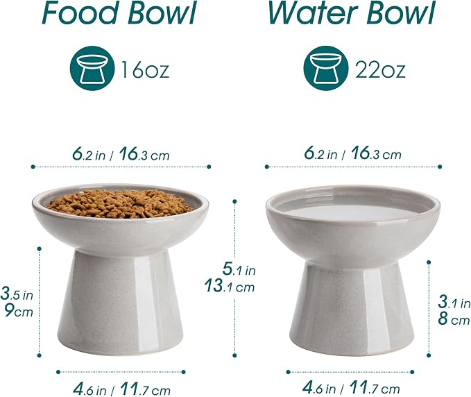 vancasso Ceramic Elevated Cat Bowls 2-Pack - Image 2