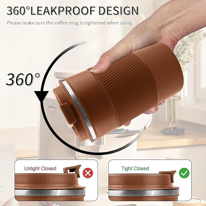Insulated Travel Coffee Mug, Stainless Steel Coffee Cup - Image 4