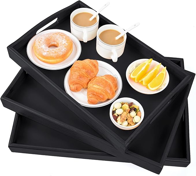 3 Pack Bamboo Serving Trays by AKKAJJ