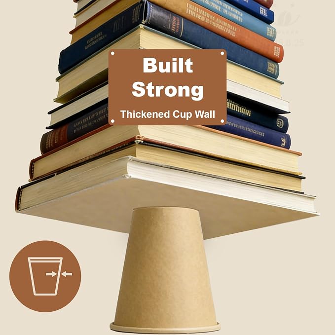 12 oz 500 Pack Disposable Coffee Cups, Bulk Brown Disposable Paper Cups - Image 5