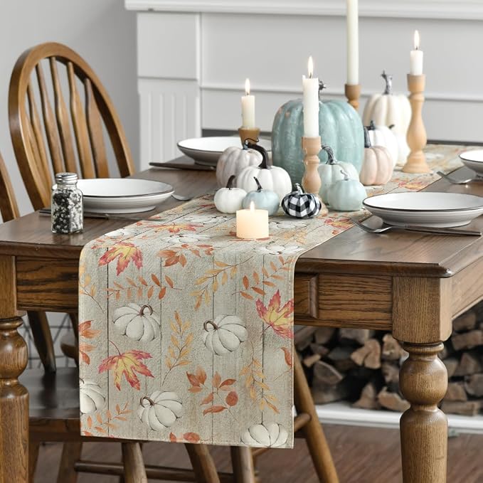 Artoid Mode 210 GSM Fall Table Runner 13x120 Inch Home Party Decor | Pumpkins - Image 3