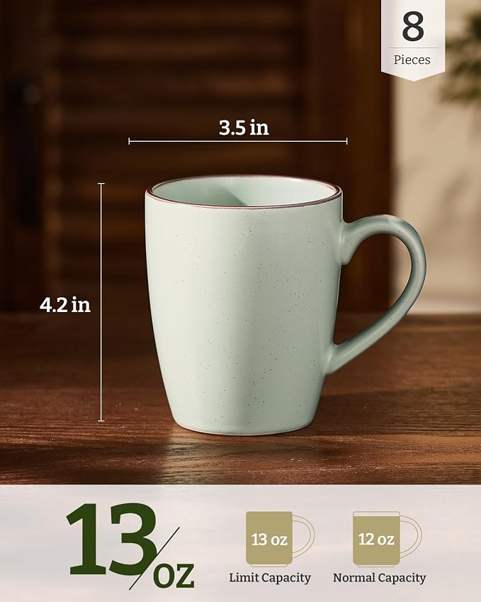 famiware Venus Coffee Mugs Set of 8, 13 oz Ceramic Stoneware Mug Cup Set | - Image 4