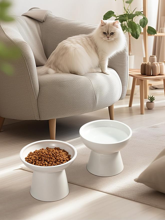 LoeJan Elevated Cat Food and Water Bowls Set, Extra Wide and Raised Ceramic - Image 7