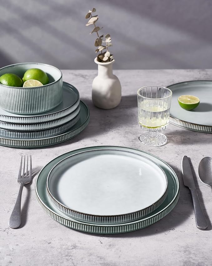 famiware Star Salad Plates for 6, 8 inches Plate Set, Stoneware Dinnerware - Image 7