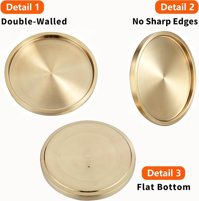 Stainless Steel Round Bar Serving Tray 12.5", Double Wall, Ideal Coffee Table - Image 6