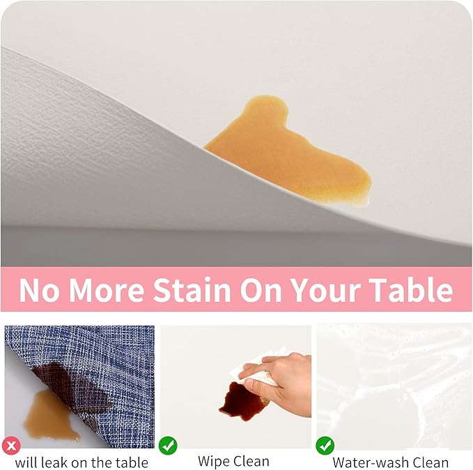 Maxpearl Faux Leather Placemats Set of 8, Ivory White | Waterproof - Image 3