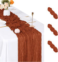 3 Pack Terracotta Cheesecloth Table Runner, 17 x 108 inch, Semi Sheer Boho by ACSUIT