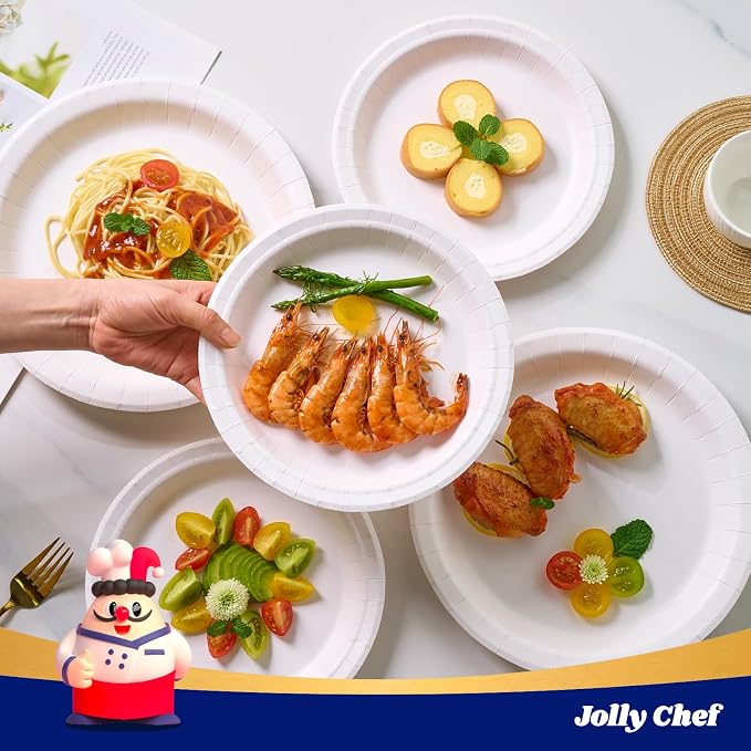 JOLLY CHEF10 inch 140 Pack Disposable Paper Plates, Soak Proof, Cut Proof - Image 6