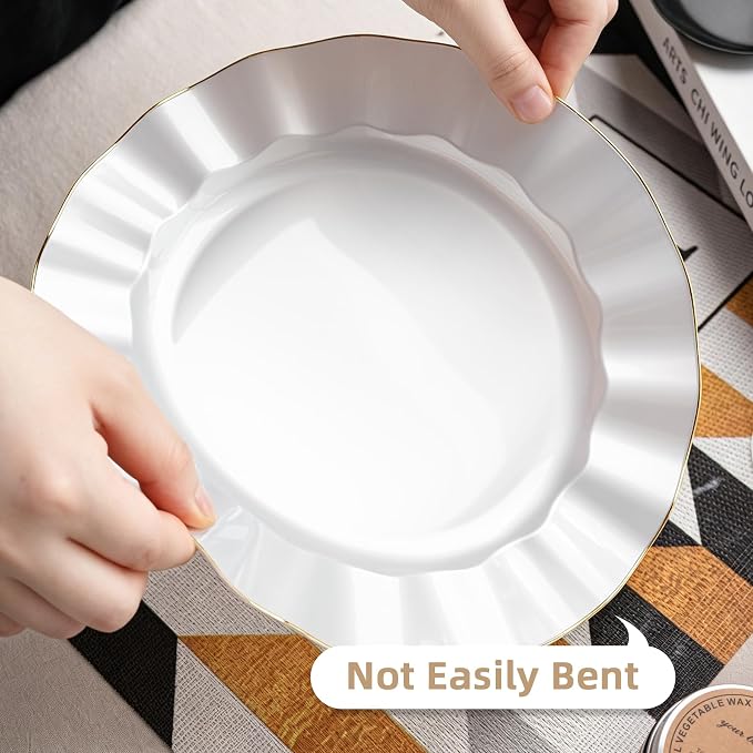 100PCS White Plastic Plates 10 Inch, Wavy Plates - Image 4