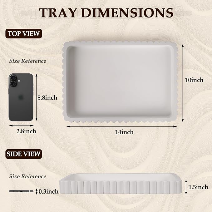 Rectangular Tray for Coffee Table Decor, Solid Concrete, Aesthetic Home Decor - Image 4