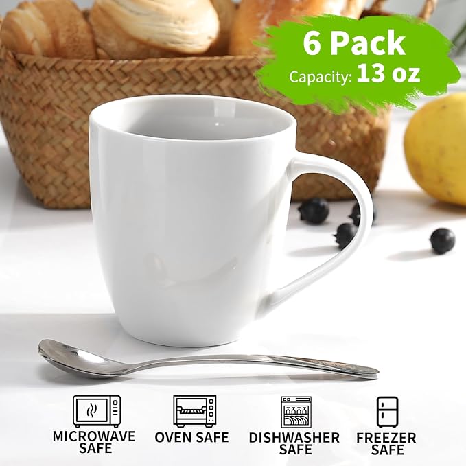 Mfacoy Porcelain Coffee Mugs Set of 6, 13 Ounce Coffee Cups - Image 5