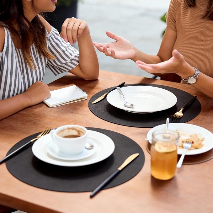 MOSAYT 13 Inch Round Vinyl Placemats Set of 4 - Image 2