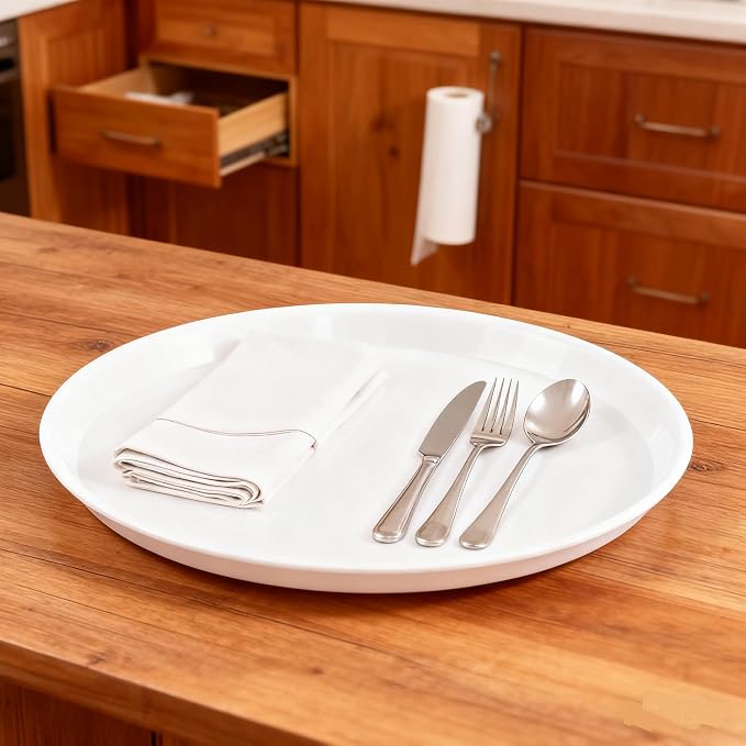 4 Pack Round Restaurant Serving Trays, Plastic Food Service Tray | Fast Food - Image 5