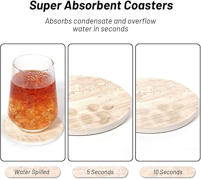 9 Pieces Ceramic Coasters for Coffee Table Absorbent, Billbotk Drink Coasters - Image 5