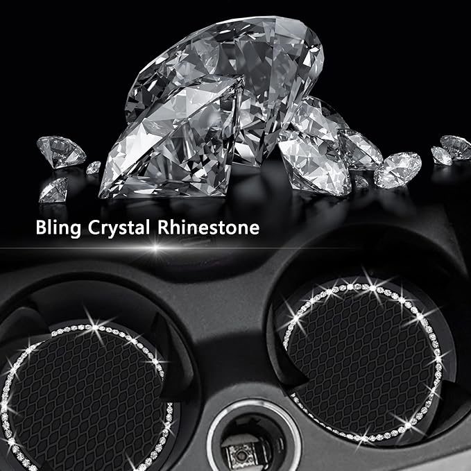 2PCS Bling Car Cup Coaster, 2.75 Inch Auto Cup Holder Insert Coasters Silicone - Image 5