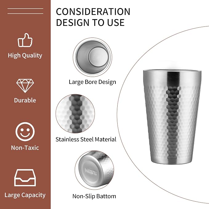 BEFOY Pint Cup - 16oz Double Layer Cup Wall Stainless Steel Unbreakable Hot & - Image 3