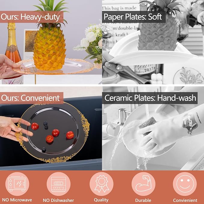 175 Pcs Pink Gold Plates for Easter | Pink Party Plates Set for 25 Guests - Image 5