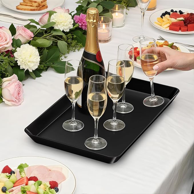 SpaceTrove 10-Pack Serving Tray Set, Reusable Plastic Serving Platter - Image 6