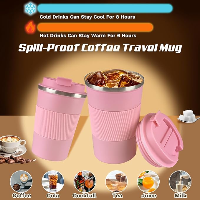 Vacuum Insulated Stainless Steel Travel Coffee Mug, Leak Proof Cup - Image 2