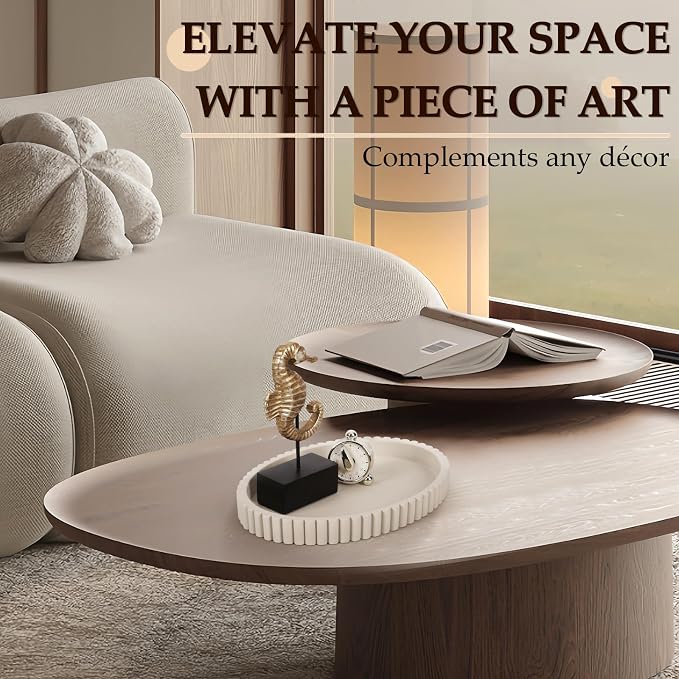 Oval Tray for Coffee Table Decor, Cream Gray | Decorative Tray, Solid Concrete - Image 7
