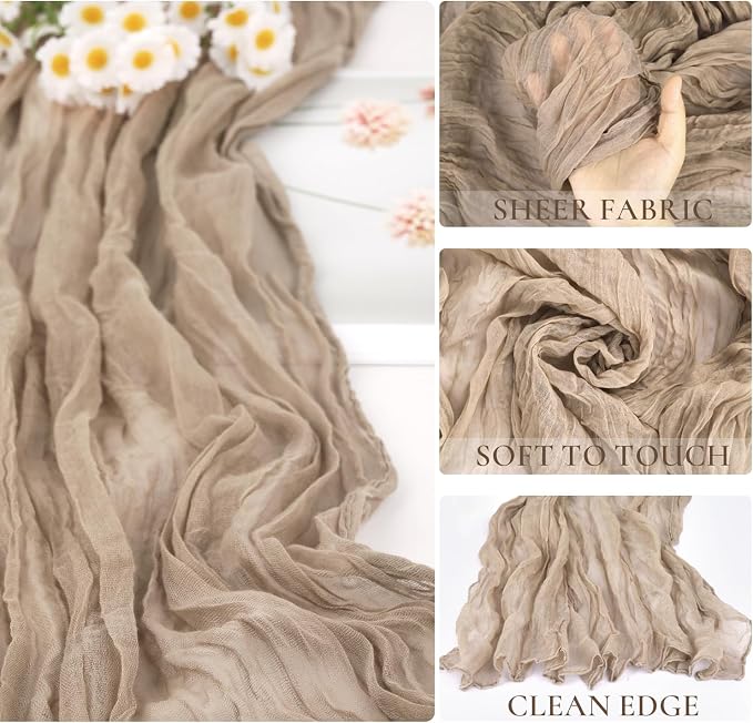 Nude Cheesecloth Table Runner 10ft Gauze Runner Boho Rustic Light Brown Cheese - Image 2