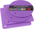 Silicone Silicone Trivet for Hot Dishes, 4 Pack Purple Heat Resistant Silicone by QPIXDIGITAL