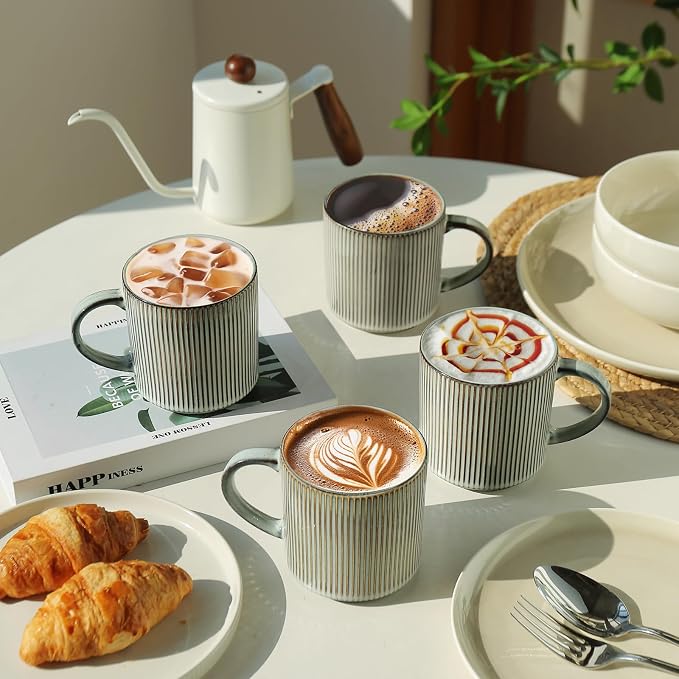 MONITO 16Oz Coffee Mugs Set of 4, Rustic Ceramic Coffee Cups Set - Image 6