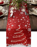 Red Christmas Table Runner 72 Inches Long, Xmas Tree Balls Snowflake Table by Unknown