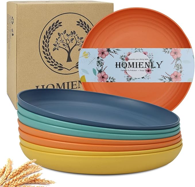 10 inch Wheat Straw Dinner Plates Set of 8 by HOMIENLY