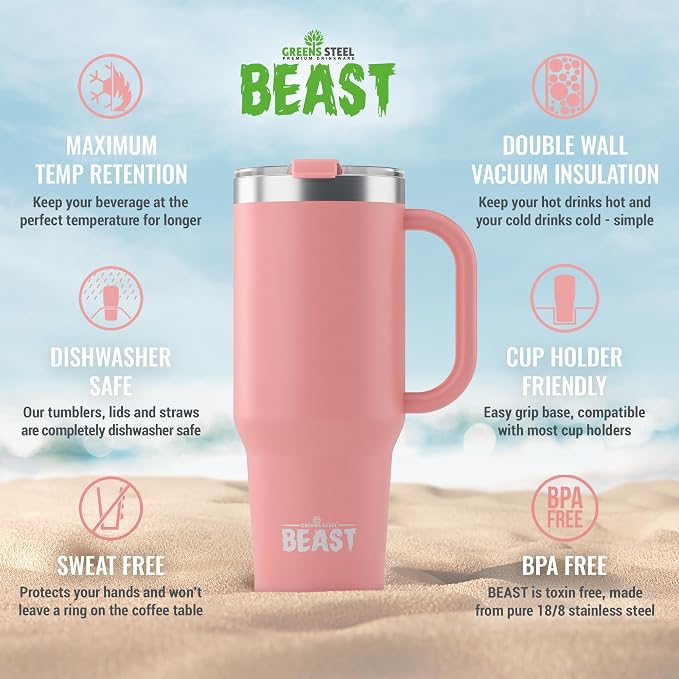 Beast 42 oz Tumbler with Handle Stainless Steel Vacuum Insulated Coffee Ice Cup - Image 7