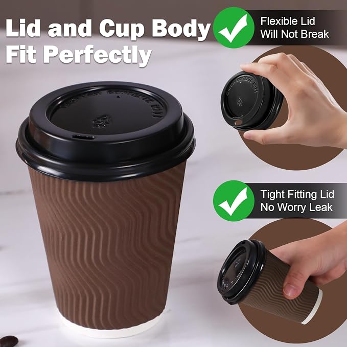 100Pack 8oz Disposable Coffee Cups - Image 5