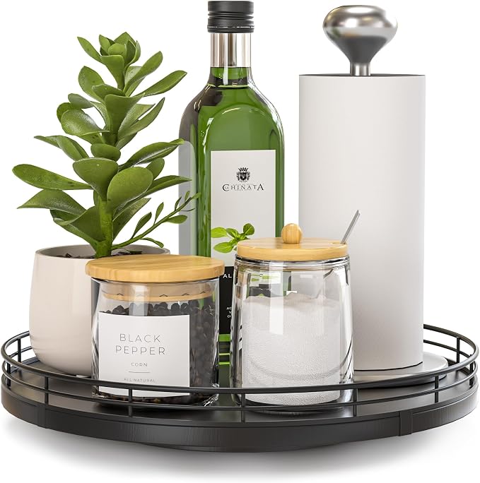 Oroyutor 10-Inch Oak Lazy Susan Countertop Organizer by Oroyutor