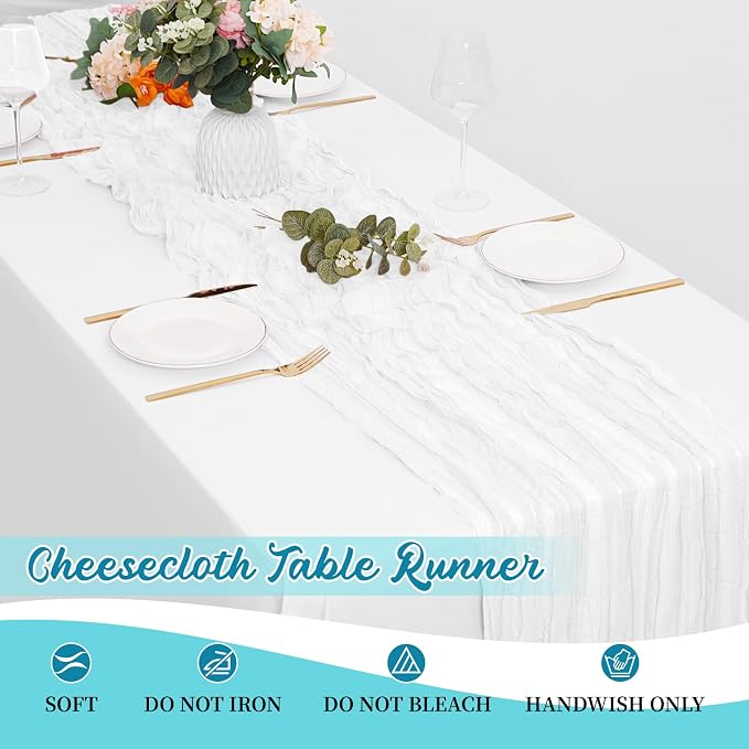 16 Pack White Cheesecloth Table Runners 20x120 Inch Gauze Table Runner Cheese - Image 6