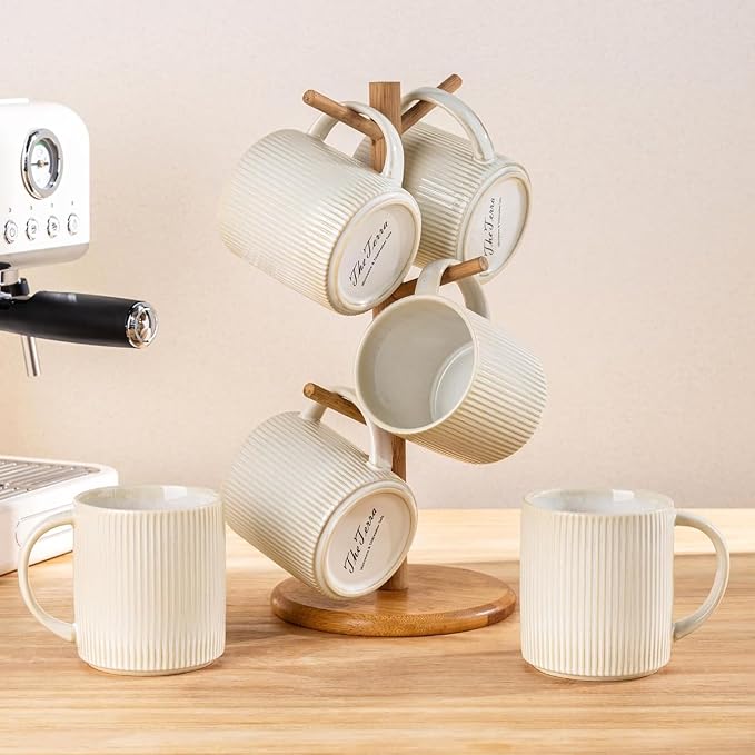 theterra Ceramic Coffee Mugs Set of 6, 14.2 oz Coffee Cups - Image 7