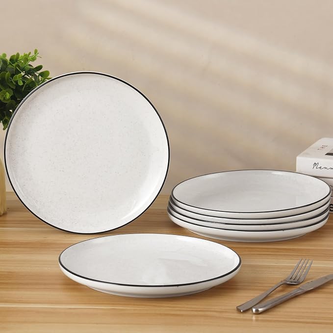 Ceramic White Dinner Plates Set of 6, 10.5 Inch Plates - Image 5
