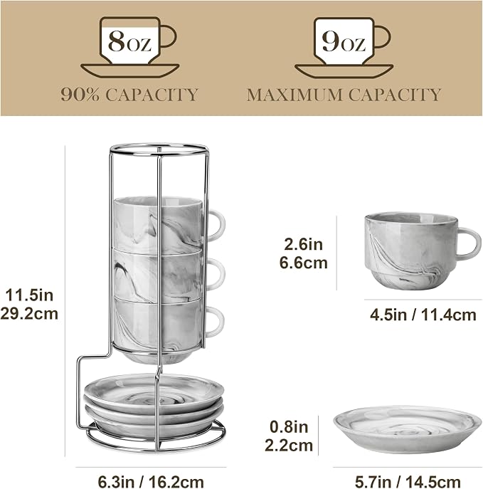 MALACASA 8 OZ Porcelain Espresso Cups - Image 2