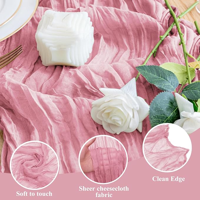Cheesecloth Table Runner 10FT Boho Gauze Runner, 2 Pack | 120 Inch Cheese Cloth - Image 3