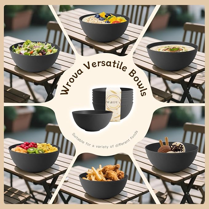 Black Cereal Bowls 40oz for Cereal Lover, Unbreakable Alternative Plastic Bowls - Image 5