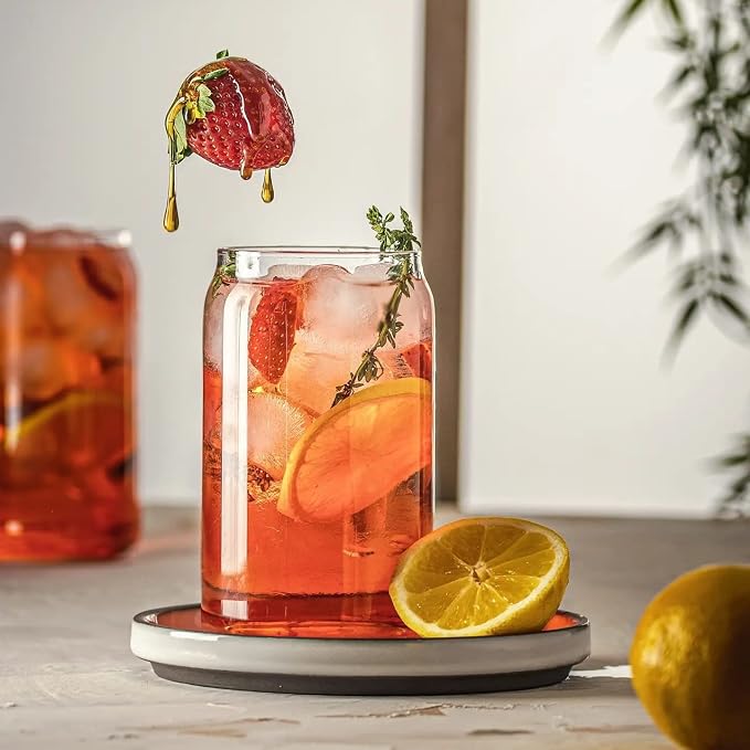 Le'raze Set of 6 Patented Can Shaped® Drinking Glasses - 16oz Clear Goblet - Image 2