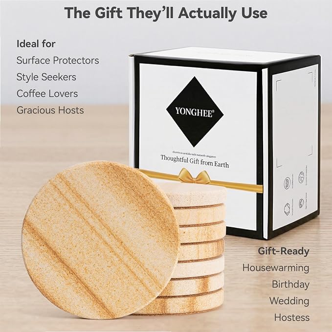 Sandstone Coasters Set of 8, Absorbent Stone Coasters - Image 7