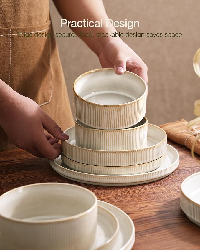 Famiware Star Ceramic Plates and Bowls Sets, Reactive Glaze Dishes - Image 6