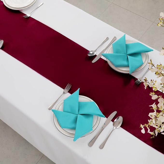 Horbaunal 2 Pack Burgundy Satin Table Runner 12 x 108 Inch | Smooth Table - Image 4