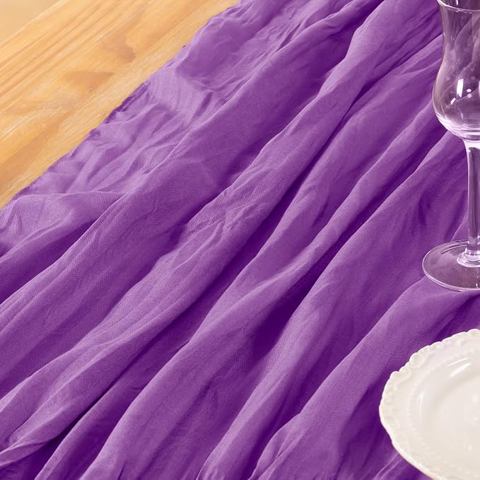 DeZerlor Dark Purple Cheesecloth Table Runner 1 Pack Fall Runner | 120Inch - Image 6