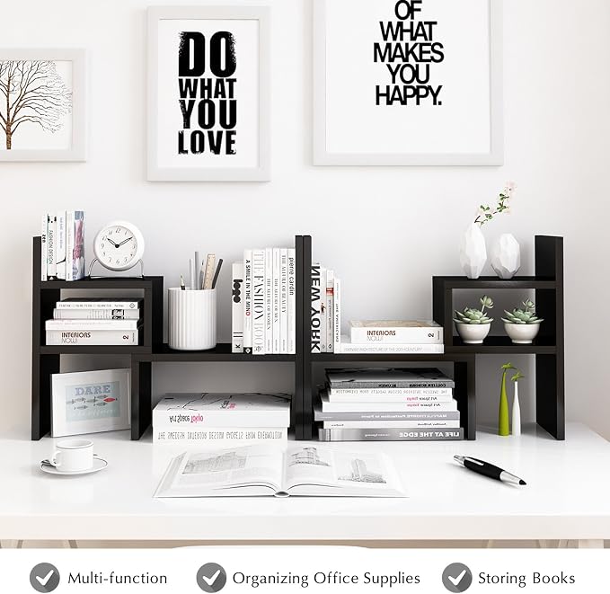 Jerry & Maggie Adjustable Rotatable Wood Desktop Display Shelf Black | Wooden - Image 8
