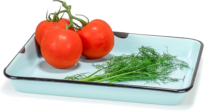 Red Co. 11 x 9 Enamelware Metal Classic 2 Quart Rectangular Serving Tray - Image 8