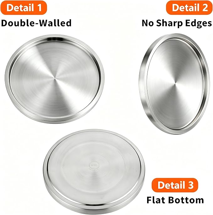 Stainless Steel Round Bar Serving Tray 12.5", Double Wall, Ideal Coffee Table - Image 4